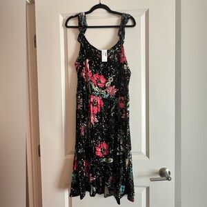 Floral Black Dress with Pink and Green Accents | Maurice’s